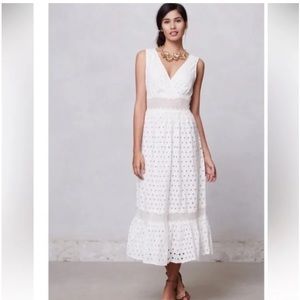 Anthroplogie Leifnotes white eyelet maxi dress - size 8